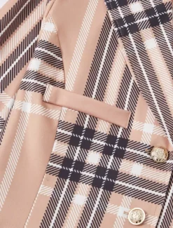Clearance Women's Blazer Chinos Long Sleeve Shirt Collar Plaid Patchwork Fall Regular Fit Women Two Piece Sets