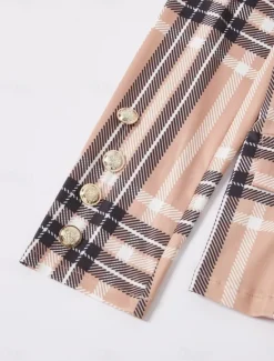 Clearance Women's Blazer Chinos Long Sleeve Shirt Collar Plaid Patchwork Fall Regular Fit Women Two Piece Sets