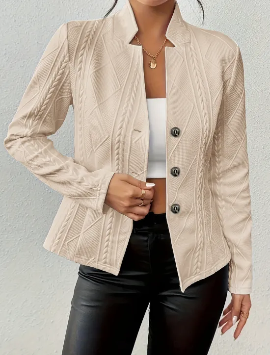 Clearance Women's Blazer Comfortable Breathable Buttons Fashion Modern Plain Work Daily Regular Stand Collar Regular Fit Long Sleeve Outerwear Black White Pink Spring Fall Women Blazers & Suits