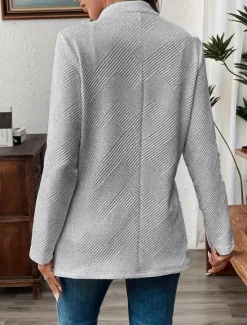 Discount Women's Blazer Comfortable Breathable Buttons Casual Plain Office Street Casual Daily Wear Single Breasted Regular Stand Collar Regular Fit Long Sleeve Outerwear Black White Pink Summer Fall Women Blazers & Suits