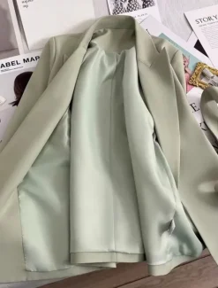 New Women's Blazer Comfortable Breathable Lace up Pocket Casual Plain Office Street Casual Daily Wear Open Front Regular Turndown Regular Fit Long Sleeve Outerwear Black Green Beige Summer Fall Women Blazers & Suits