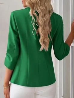 Online Women's Blazer Comfortable Breathable Pocket Casual Plain Office Street Casual Daily Wear Single Breasted Regular Turndown Regular Fit Long Sleeve Outerwear Black White Red Spring Fall Women Blazers & Suits