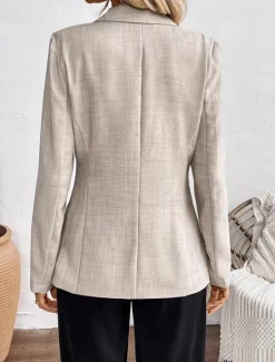 Best Women's Blazer Comfortable Buttons Elegant Vintage Fashion OL Style Plain Formal Office Work Casual Single Breasted Short Notch Lapel Regular Fit Long Sleeve Outerwear Spring Fall Women Blazers & Suits