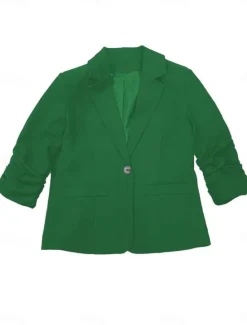 New Women's Blazer Comfortable Breathable Pocket Buttons Casual Plain Office Street Casual Daily Wear Single Breasted Regular Turndown Regular Fit Long Sleeve Outerwear Black White Navy Blue Summer Spring Women Blazers & Suits
