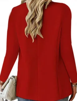Clearance Women's Blazer Comfortable Breathable Pocket Casual Plain Office Street Casual Daily Wear Single Breasted Regular Turndown Regular Fit Long Sleeve Outerwear Black White Wine Fall Winter Women Blazers & Suits