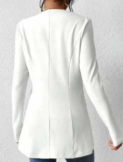 Outlet Women's Blazer Comfortable Breathable Buttons OL Style Casual Plain Office Street Casual Daily Wear Single Breasted Regular V Neck Regular Fit Long Sleeve Outerwear Black White Red Spring Fall Women Blazers & Suits