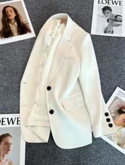 Clearance Women's Blazer Comfortable Breathable Pocket Casual Plain Office Street Casual Daily Wear Single Breasted Regular Turndown Regular Fit Long Sleeve Outerwear Black Pink Khaki Summer Spring Women Blazers & Suits