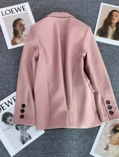 Clearance Women's Blazer Comfortable Breathable Pocket Casual Plain Office Street Casual Daily Wear Single Breasted Regular Turndown Regular Fit Long Sleeve Outerwear Black Pink Khaki Summer Spring Women Blazers & Suits