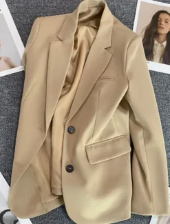 Clearance Women's Blazer Comfortable Breathable Pocket Casual Plain Office Street Casual Daily Wear Single Breasted Regular Turndown Regular Fit Long Sleeve Outerwear Black Pink Khaki Summer Spring Women Blazers & Suits