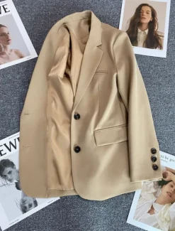 Clearance Women's Blazer Comfortable Breathable Pocket Casual Plain Office Street Casual Daily Wear Single Breasted Regular Turndown Regular Fit Long Sleeve Outerwear Black Pink Khaki Summer Spring Women Blazers & Suits