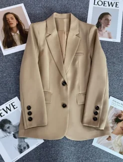 Clearance Women's Blazer Comfortable Breathable Pocket Casual Plain Office Street Casual Daily Wear Single Breasted Regular Turndown Regular Fit Long Sleeve Outerwear Black Pink Khaki Summer Spring Women Blazers & Suits