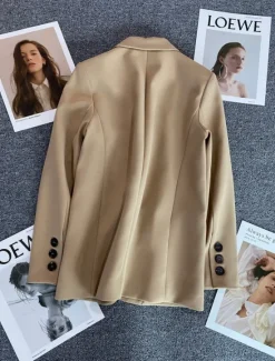 Clearance Women's Blazer Comfortable Breathable Pocket Casual Plain Office Street Casual Daily Wear Single Breasted Regular Turndown Regular Fit Long Sleeve Outerwear Black Pink Khaki Summer Spring Women Blazers & Suits