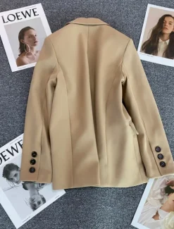 Clearance Women's Blazer Comfortable Breathable Pocket Casual Plain Office Street Casual Daily Wear Single Breasted Regular Turndown Regular Fit Long Sleeve Outerwear Black Pink Khaki Summer Spring Women Blazers & Suits