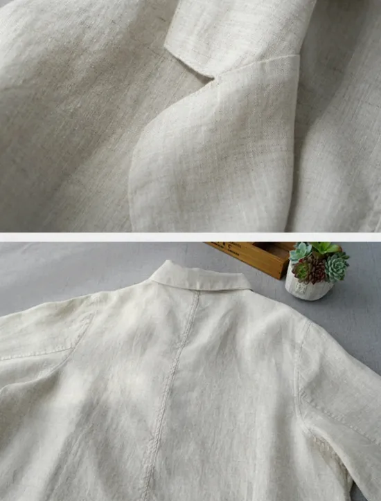 Best Women's Blazer Comfortable Breathable Pocket Buttons Casual Plain Office Street Casual Daily Wear Single Breasted Regular Turndown Loose Fit Long Sleeve Outerwear Navy Beige Summer Fall Women Shirts|Blazers & Suits