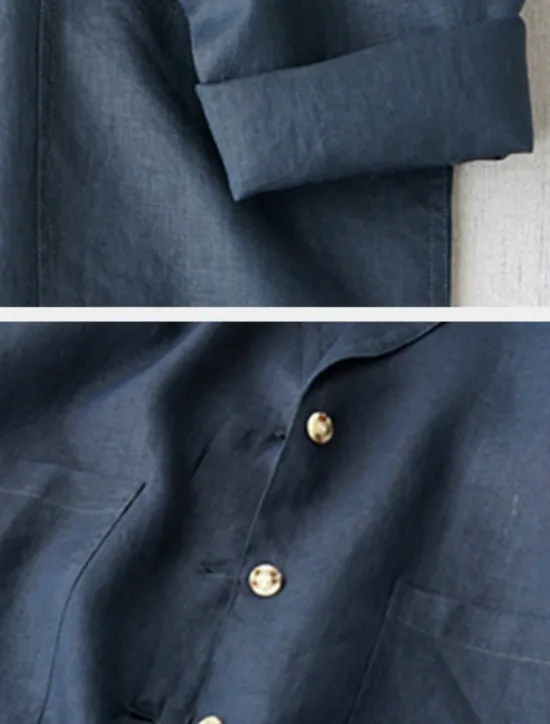 Best Women's Blazer Comfortable Breathable Pocket Buttons Casual Plain Office Street Casual Daily Wear Single Breasted Regular Turndown Loose Fit Long Sleeve Outerwear Navy Beige Summer Fall Women Shirts|Blazers & Suits
