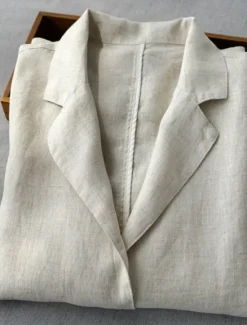 Best Women's Blazer Comfortable Breathable Pocket Buttons Casual Plain Office Street Casual Daily Wear Single Breasted Regular Turndown Loose Fit Long Sleeve Outerwear Navy Beige Summer Fall Women Shirts|Blazers & Suits