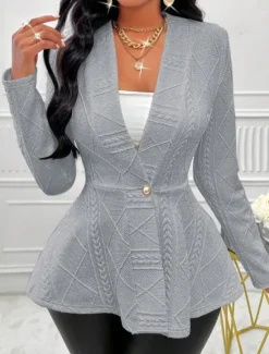 Sale Women's Blazer Office Deep V Ruffle Solid Color Warm Fashion Regular Fit Outerwear Long Sleeve Spring White S Women Blazers & Suits