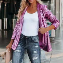 Discount Women's Blazer Sequins Coat Sparkle Coa White Black Gold Open Front Long Sleeve,Sequin Jacket Shine Bright Like Diamond tParty Evening Spring Autumn Regular Fit S M L XL XXL Women Blazers & Suits