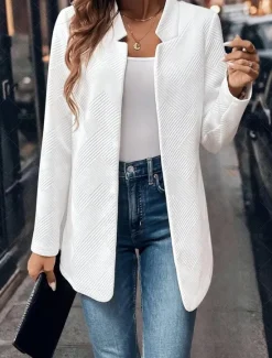 Hot Women's Blazer Solid Color Comfortable Fashion Regular Fit Outerwear Long Sleeve Winter Black S Women Blazers & Suits