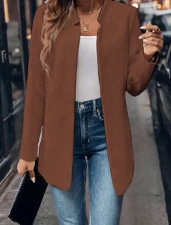 Hot Women's Blazer Solid Color Comfortable Fashion Regular Fit Outerwear Long Sleeve Winter Black S Women Blazers & Suits