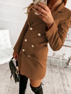 Best Women's Blazer Work Button Solid Color Breathable OL Style Regular Fit Outerwear Long Sleeve Fall Yellow S Women Blazers & Suits