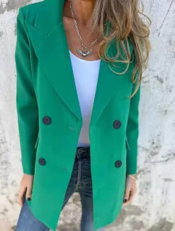 New Women's Blazer Work Button Solid Color Breathable OL Style Regular Fit Outerwear Long Sleeve Fall White S Women Blazers & Suits
