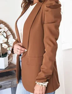 Hot Women's Blazer Work Pocket Solid Color Breathable OL Style Regular Fit Outerwear Long Sleeve Fall Black S Women Blazers & Suits