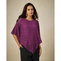 Sale Women's Blouse Dressy Tops Plain Elegant Half Sleeve Crew Neck Regular Tops Wedding Guest Daily Lace Patchwork Layered Summer Spring Women Blouses & Shirts