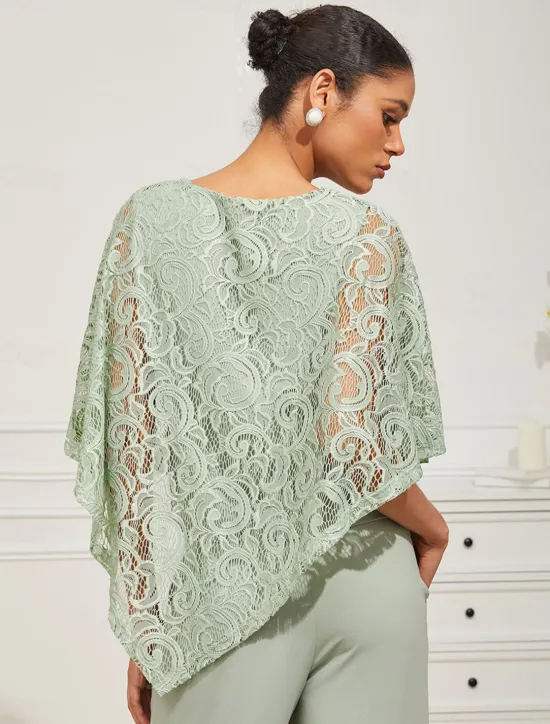 Outlet Women's Blouse Dressy Tops Plain Elegant Half Sleeve Crew Neck Regular Tops Wedding Guest Daily Lace Patchwork Layered Summer Spring Women Chiffon Dresses
