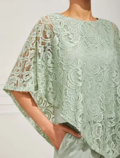 Outlet Women's Blouse Dressy Tops Plain Elegant Half Sleeve Crew Neck Regular Tops Wedding Guest Daily Lace Patchwork Layered Summer Spring Women Chiffon Dresses