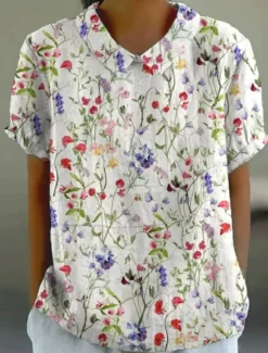 Best Women's Blouse Floral Elegant Daily Stylish Short Sleeve Shirt Collar Regular Tops Work Daily Holiday Lace White Yellow Blue Orange Green Summer Women Blouses & Shirts