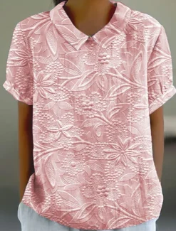 Clearance Women's Blouse Floral Graphic Vintage Stylish Casual Short Sleeve Shirt Collar Regular Tops Work Daily Print Pink Blue Beige Summer Spring Women Blouses & Shirts