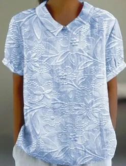 Clearance Women's Blouse Floral Graphic Vintage Stylish Casual Short Sleeve Shirt Collar Regular Tops Work Daily Print Pink Blue Beige Summer Spring Women Blouses & Shirts