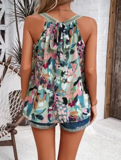 Hot Women's Blouse Graphic Elegant Daily Stylish Sleeveless Crew Neck Regular Tops Daily Holiday Going out Print Summer Spring Women Blouses & Shirts