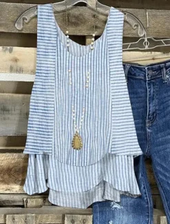Clearance Women's Blouse Graphic Striped Elegant Ladies Romantic Sleeveless V Neck Regular Tops Daily Patchwork Print Summer Spring Women Tank Tops & Camis