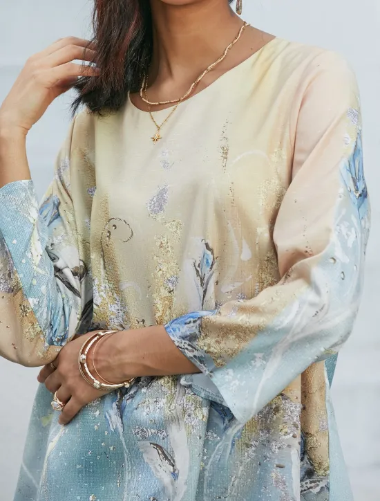Outlet Women's Blouse Long Sleeve Asymmetrical Hem Chiffon Basic Abstract Print Long Tops Round Neck Casual Holiday Yellow Light Green Spring Fall Women Chiffon Tops