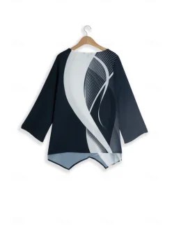 New Women's Blouse Long Sleeve Asymmetrical Hem Chiffon Basic Butterfly Print Regular Tops Round Neck Casual White Gray Spring Fall Women Chiffon Tops