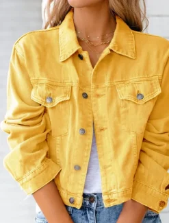 Hot Women's Blouse Plain Stylish Long Sleeve Shirt Collar Regular Tops Daily Holiday Buttons Pocket Black White Yellow Pink Red Spring Women Blouses & Shirts