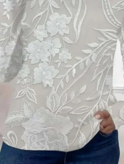 Outlet Women's Blouse Rose Floral Elegant Regular Tops Daily Print Pearl Spring Fall Prefall Women Lace Tops