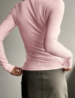 Sale Women's Blouse Solid Color Stylish Basic Casual Long Sleeve Crew Neck Regular Tops Daily Buttons Black White Pink Green Gray Summer Spring Fall Women T-Shirts