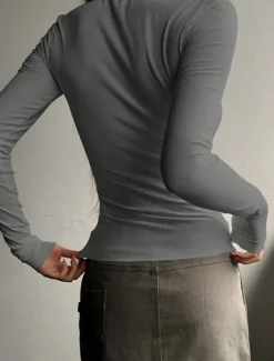 Sale Women's Blouse Solid Color Stylish Basic Casual Long Sleeve Crew Neck Regular Tops Daily Buttons Black White Pink Green Gray Summer Spring Fall Women T-Shirts