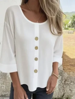 Sale Women's Blouse Solid Color Elegant Stylish Casual Long Sleeve Crew Neck Regular Tops Daily Holiday Black White Blue Brown Beige Spring Fall Women Blouses & Shirts