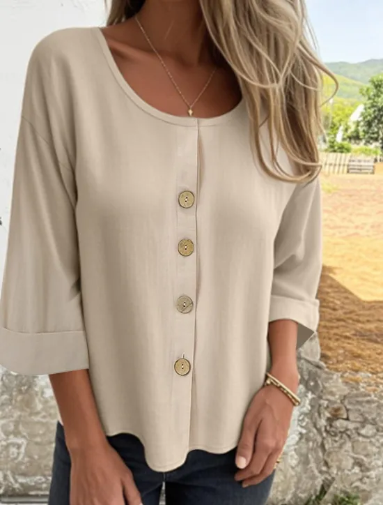 Sale Women's Blouse Solid Color Elegant Stylish Casual Long Sleeve Crew Neck Regular Tops Daily Holiday Black White Blue Brown Beige Spring Fall Women Blouses & Shirts