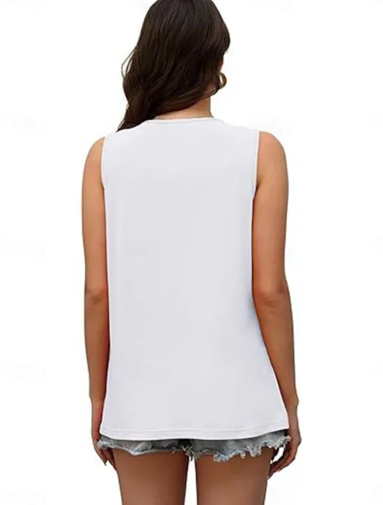 Online Women's Blouse Solid Color Basic Casual Sleeveless Crew Neck Regular Tops Daily Ruched White Pink Summer Women Shirts