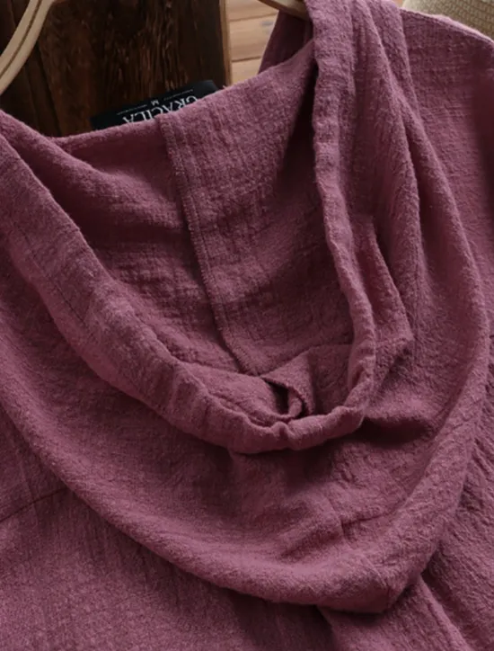 Clearance Women's Blouse Solid Color Casual Long Sleeve Hooded Long Tops Daily Pocket Buttons Yellow Wine Fuchsia Gray Summer Fall Women Hoodies & Sweatshirts