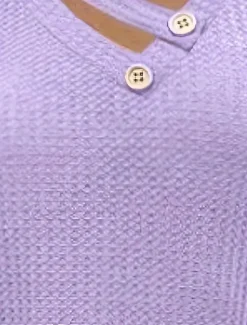 New Women's Blouse Solid Color Elegant Stylish Basic Short Sleeve V Neck Regular Tops Daily Holiday Lace Buttons Yellow Pink Purple Summer Women Lace Tops