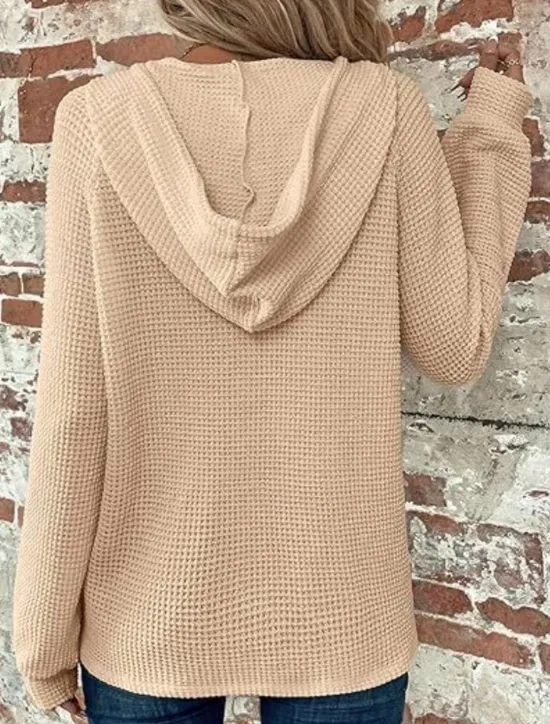 Best Women's Blouse Solid Color Stylish Casual Long Sleeve Hooded Regular Tops Daily Buttons Black Army Green Navy Blue Blue Brown Spring Fall Winter Women Hoodies & Sweatshirts
