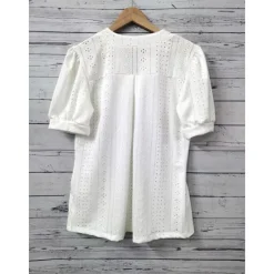 New Women's Blouse Solid Color Elegant Daily Stylish Short Sleeve V Neck Regular Tops Daily Holiday Going out Patchwork White Pink Green Summer Spring Women Lace Tops