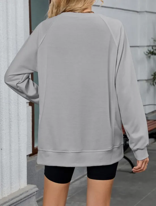 New Women's Blouse Solid Color Stylish Casual Long Sleeve Crew Neck Regular Tops Daily Pink Blue Khaki Gray Summer Spring Women Hoodies & Sweatshirts