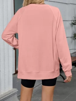 New Women's Blouse Solid Color Stylish Casual Long Sleeve Crew Neck Regular Tops Daily Pink Blue Khaki Gray Summer Spring Women Hoodies & Sweatshirts
